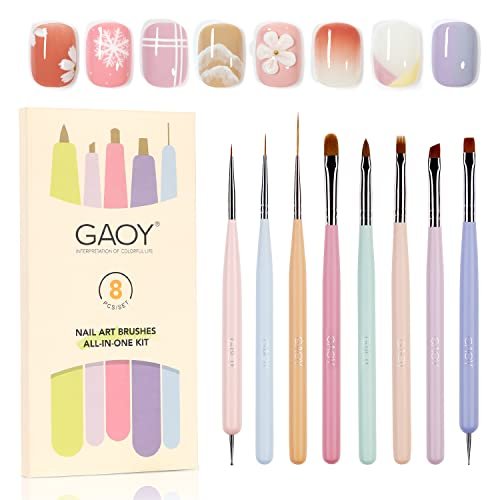 GAOY ネイルブラシセット 8本 - ジェルネイル・ネイルアート用
